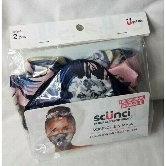 Scunci Floral Hair Scrunchie & Mask Set 2 Piece Matching #34548 - Picture 1 of 4